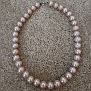 Pink Faux Pearl Choker & Pearl Necklace